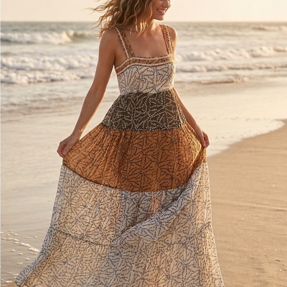 French Connection Maxi Dress 10 Large
Cotton tiered Multicolor Polkadot - Picture 2 of 14